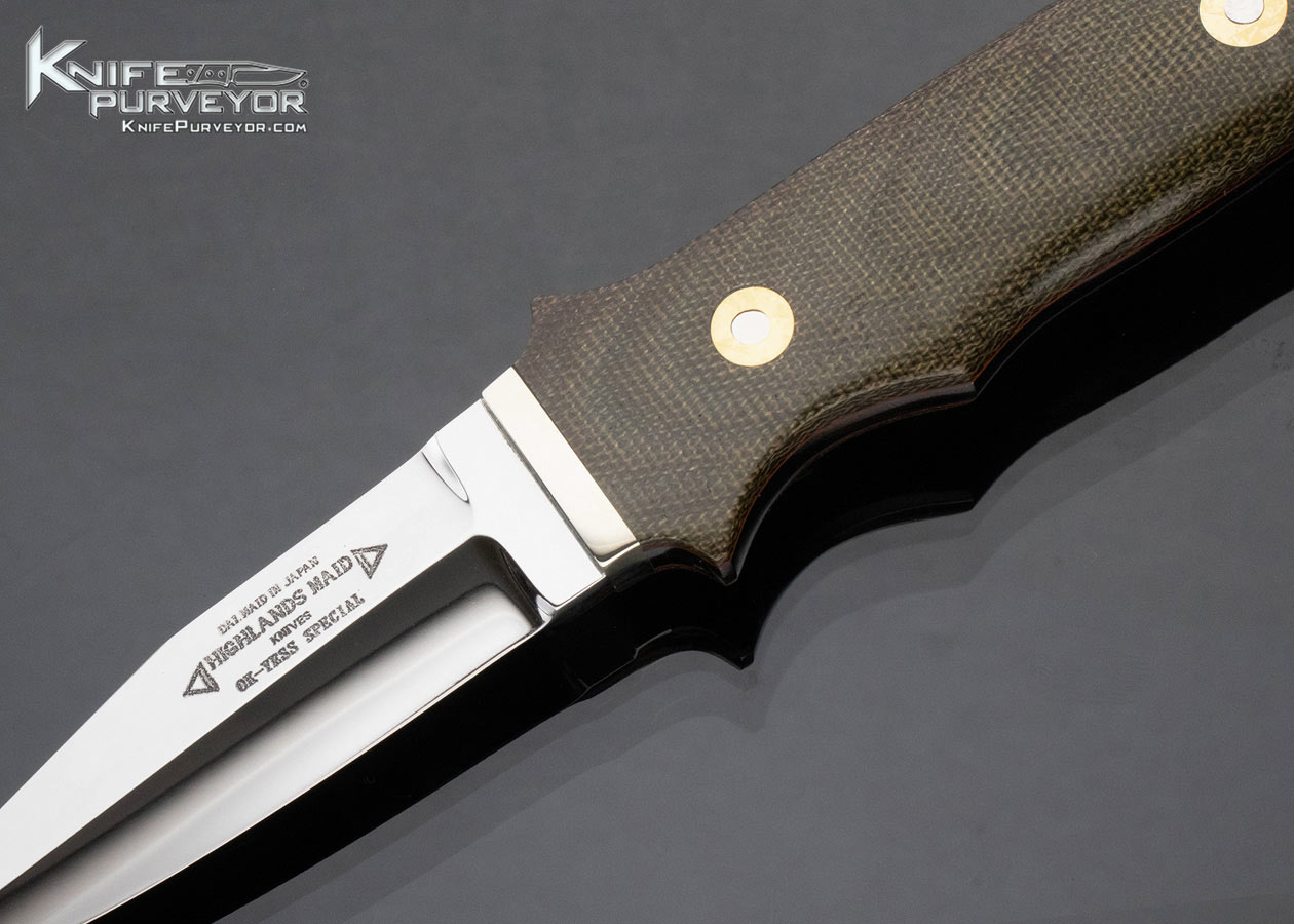 Highlands Maid Custom Knife Green Canvas Micarta Bob Loveless NY Special with Leather Snap Sheath - Image 2