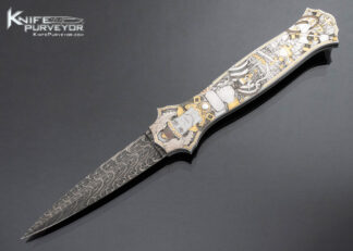 Joe Kious Custom Knife Jon Robyn"Valhalla" Engraved Jumbo Double Pocket Locket Automatic Lockback 16274