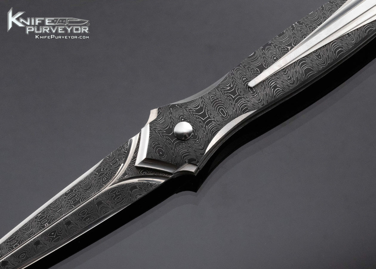 Matthew Lerch Custom Knife Fluted Damascus Credit Card Automatic Linerlock - Image 2