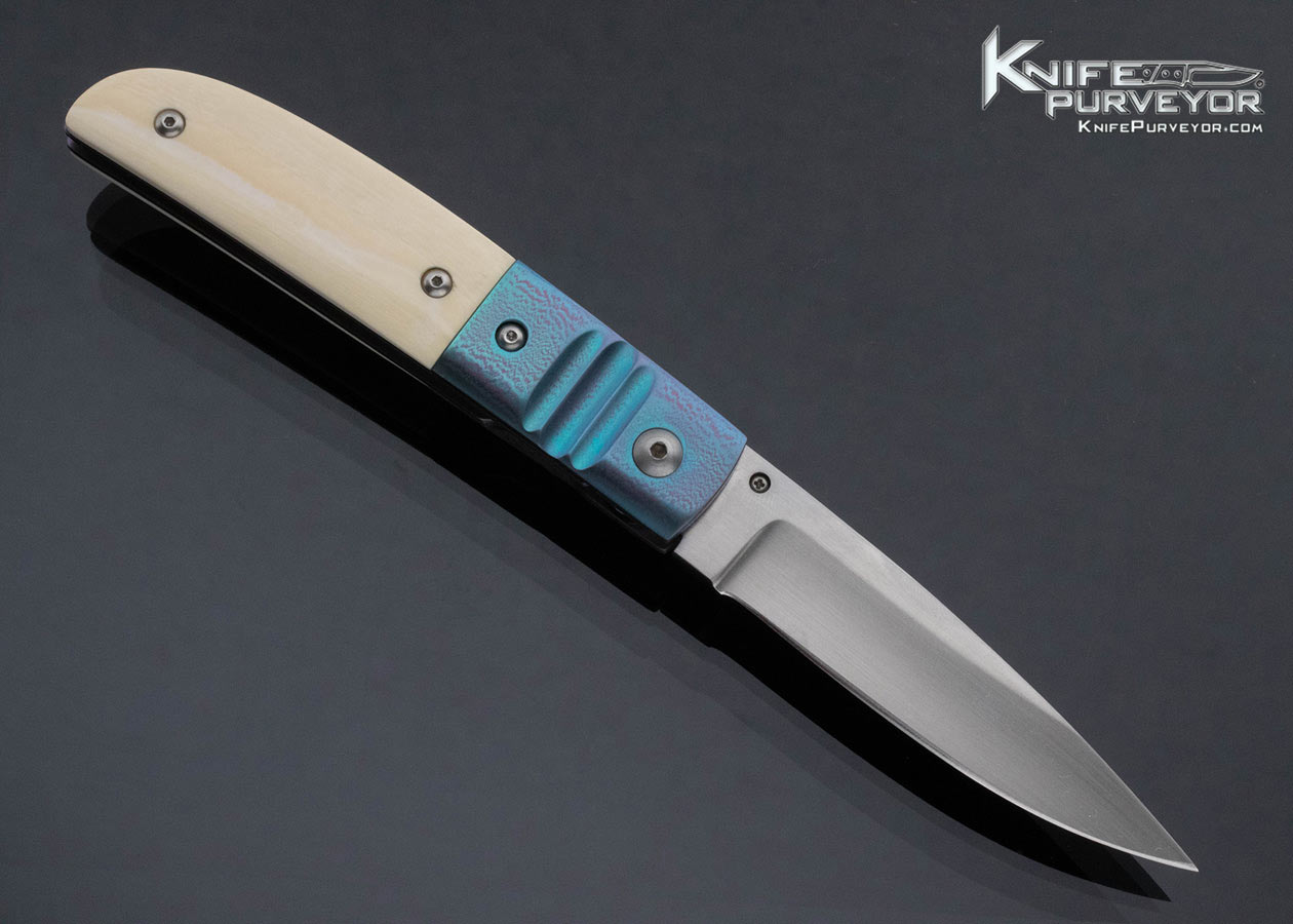 Randall Gilbreath Custom Knife Drop Point Blue Anodized Bolster Linerlock - Image 3