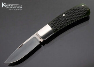 Ray Cover Custom Knife Drop Point Green Jigged Bone Dovetailed Scales Slip Joint w Half Stop 15992