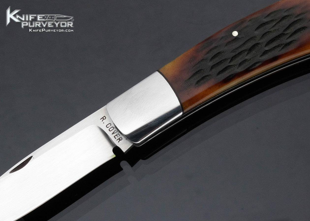 Ray Cover Custom Knife Slip Joint Jigged Amber Bone Stainless Bolsters - Image 2