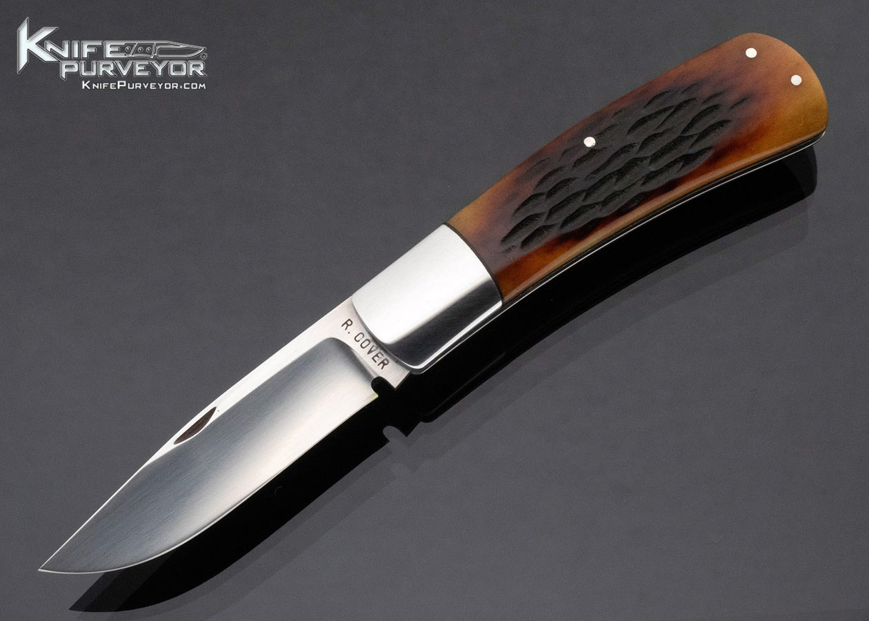 Ray Cover Custom Knife Slip Joint Jigged Amber Bone Stainless Bolsters 15994