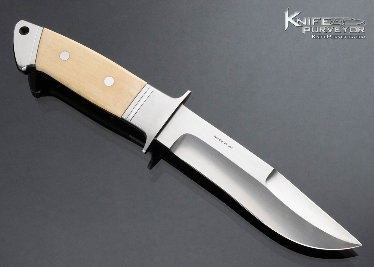 Ricardo Velarde Custom Knife Mammoth Integral Chute Knife with Hand Tooled Leather Sheath - Image 3