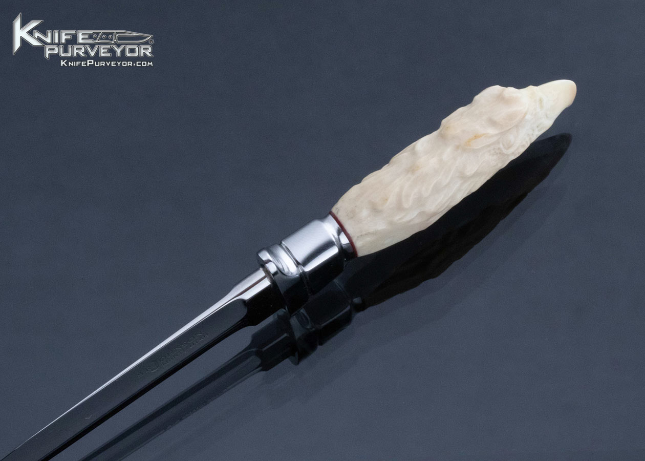 Steve Johnson Custom Knife Miniature Bowie with Carved Mammoth Eagle Handle - Image 3