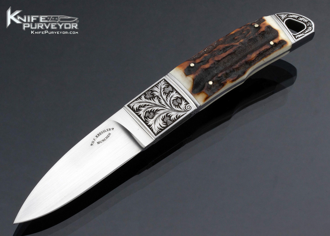 D.F.-Kressler-Custom-Knife-Full-Integral-Stag-Stiffhorn-Engraved-by-R.P.-16488-