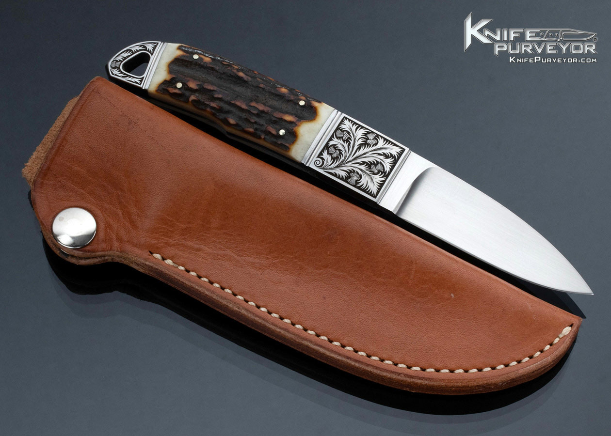 D.F.-Kressler-Custom-Knife-Full-Integral-Stag-Stiffhorn-Engraved-by-R.P.-16488-