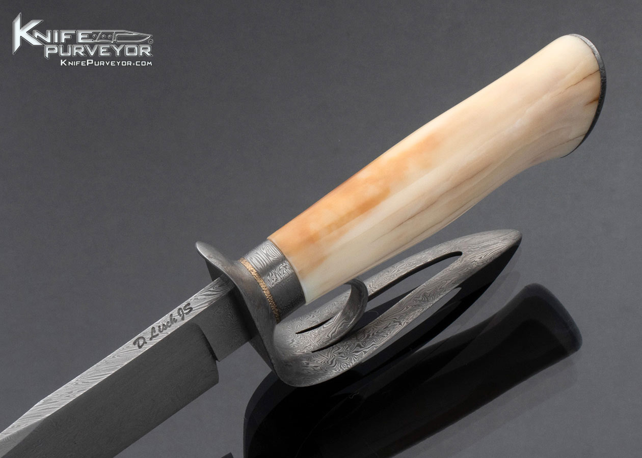 David Lisch Custom Knife Sole Authorship Mosaic Damascus and Fossil Walrus Split Ring Bowie - Image 5
