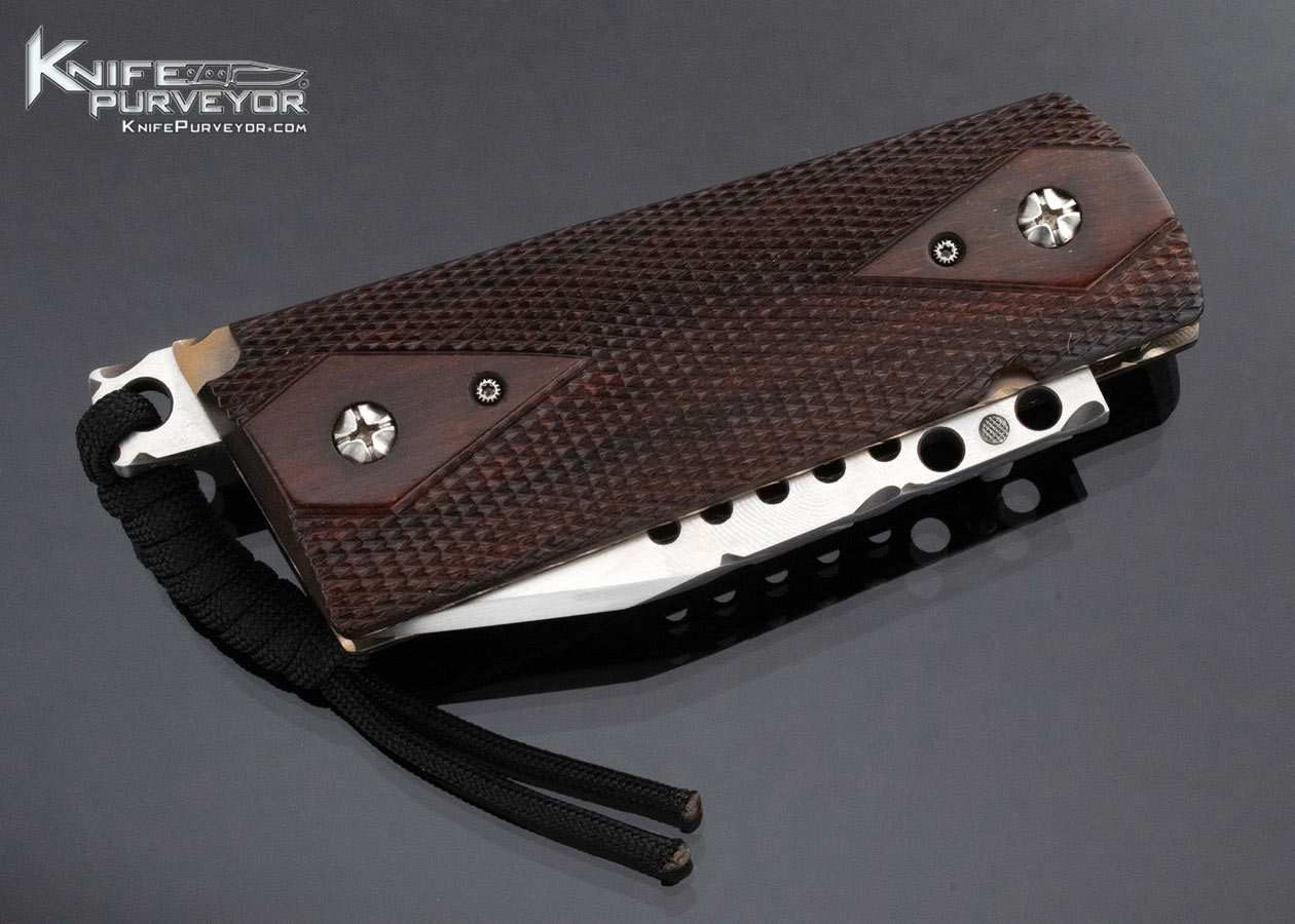 Gene Baskett Custom Knife Colt .45 Checkered Wood Pistol Grip Bale Lock - Image 3