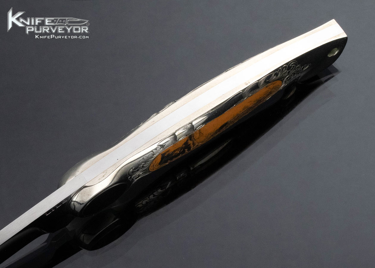 Jimmy Lile Custom Knife Faustina Mead Scrimshawed Micarta Button Lock - Image 6