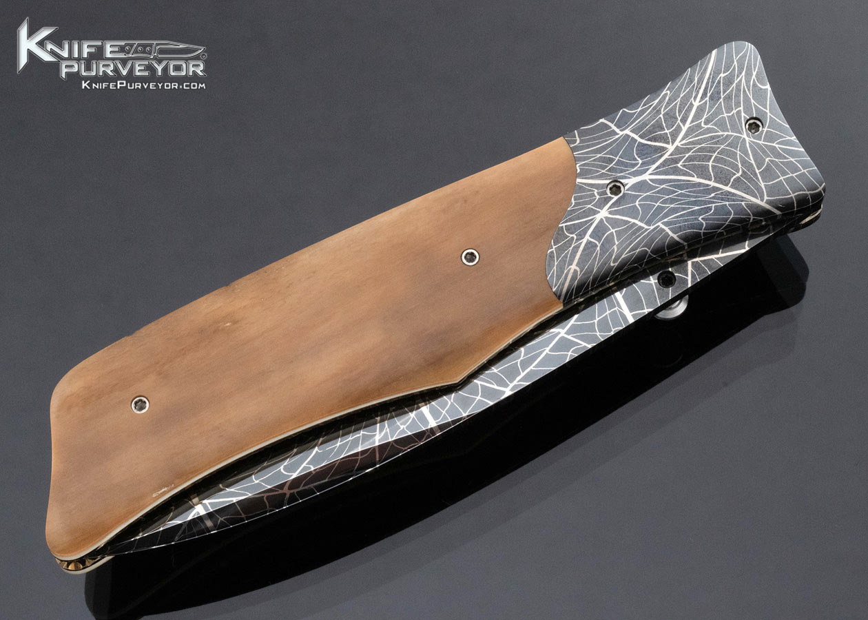 Lloyd McConnell Custom Knife Mammoth and Blued Robert Eggerling Mosaic Damascus Linerlock - Image 3