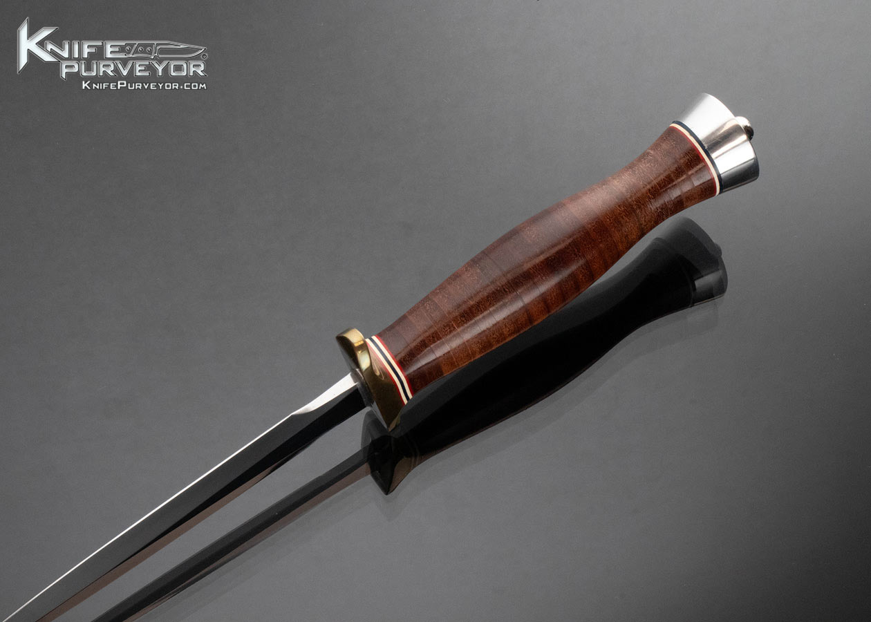 Randall Knives Model 2 Fighting Stiletto with Brass Guard and Stacked Leather Handle 16369