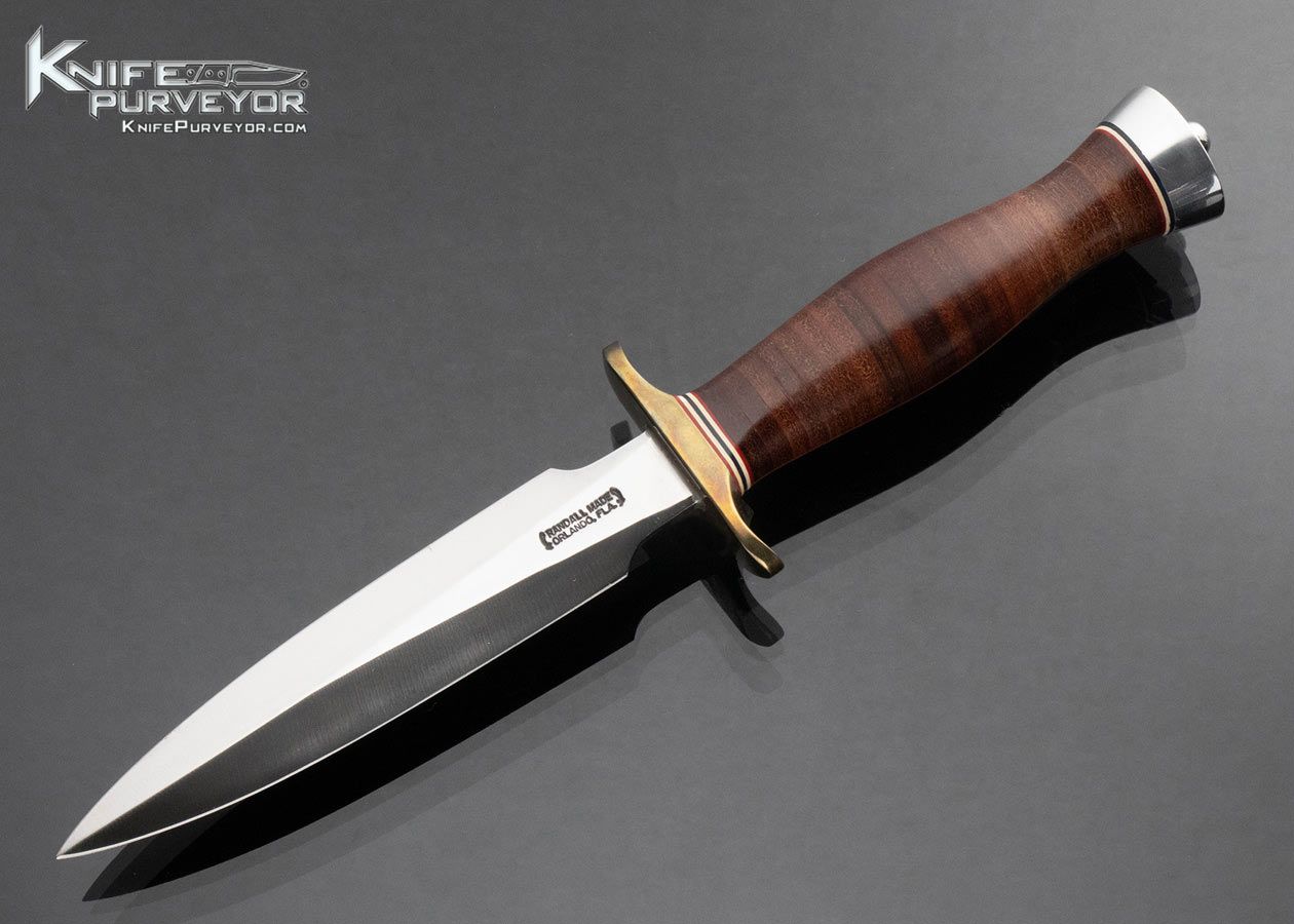 Randall Knives Model 2 Fighting Stiletto with Brass Guard and Stacked Leather Handle 16369