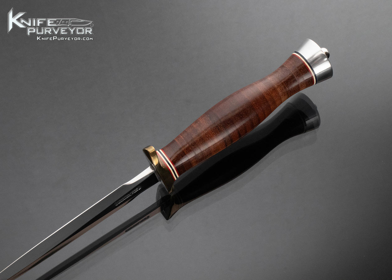 Randall Knives Model 2 Fighting Stiletto with Brass Guard and Stacked Leather Handle - Image 4