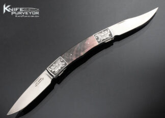Scott Sawby Custom Knife Black Lip Pearl Multiblade Self Lock Engraved by Simon Lytton 16394