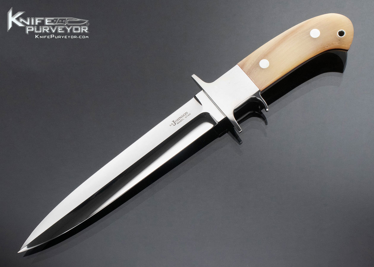 Steve Johnson Custom Knife Sheep Horn and Wide Bolstered Subhilt Dagger 16051