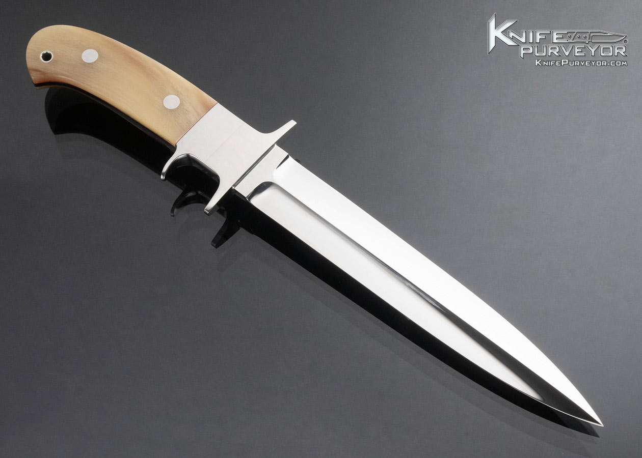 Steve Johnson Custom Knife Sheep Horn and Wide Bolstered Subhilt Dagger - Image 3