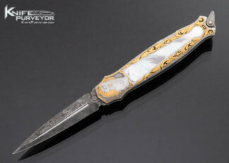 Warren Osborne Custom Knife Pearl Interframe Lockback Dagger Engraved by Jon Robyn 16381