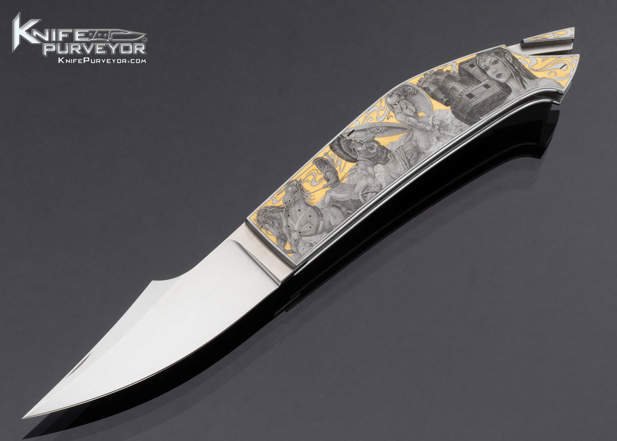 Emmanuel-Esposito-Custom-Knife-The-Iliad-The-Odyssey-Engraved-Jumbo-Rhino-Tail-Lock-by-Brian-Hochstrat-French-Fitted-Display-Case-16515