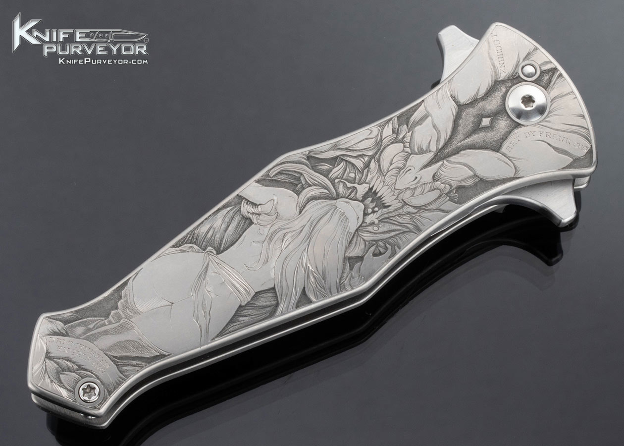 Jurgen Schanz Custom Knife Liner Lock Flipper Dagger Comic Book Hero Engraved by Anja Dammenhayn - Image 3