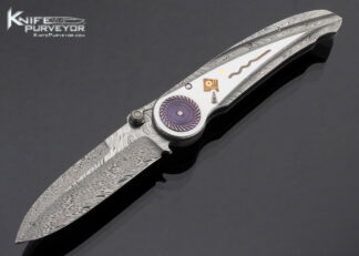 Michael Walker Custom Knife Mokume and 24Kt Gold Inlaid Damasteel Framed Damasteel Blade Lock 16506