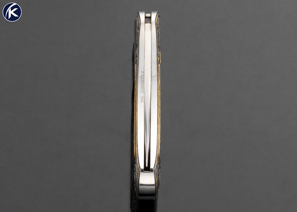 Buster Warenski Miniature Lockback Folder Engraved by Julie Warenski 16647