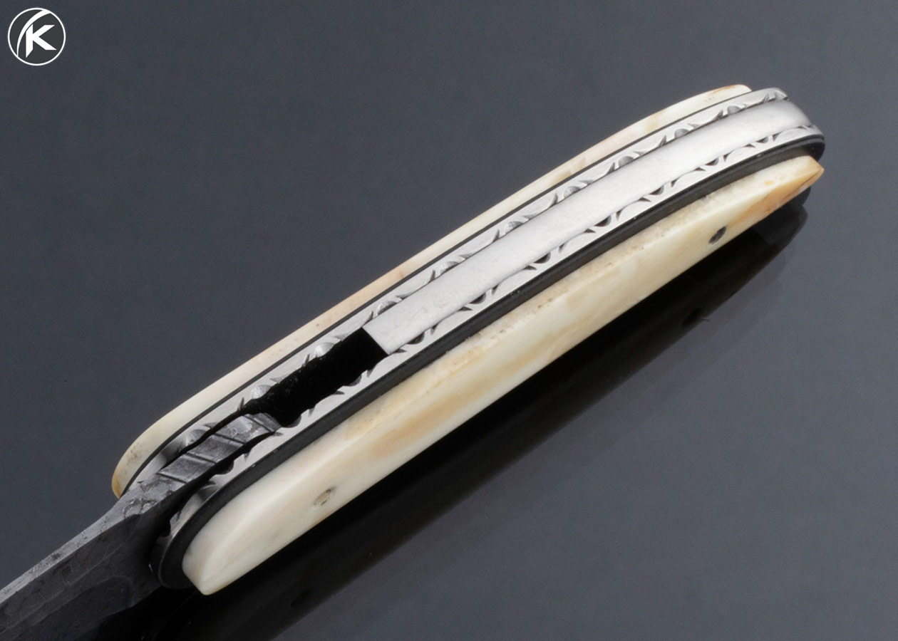 Corrie-Schoeman-Custom-Knife-Damascus-Mammoth-Ivory-Raindrop-Flipper-16604