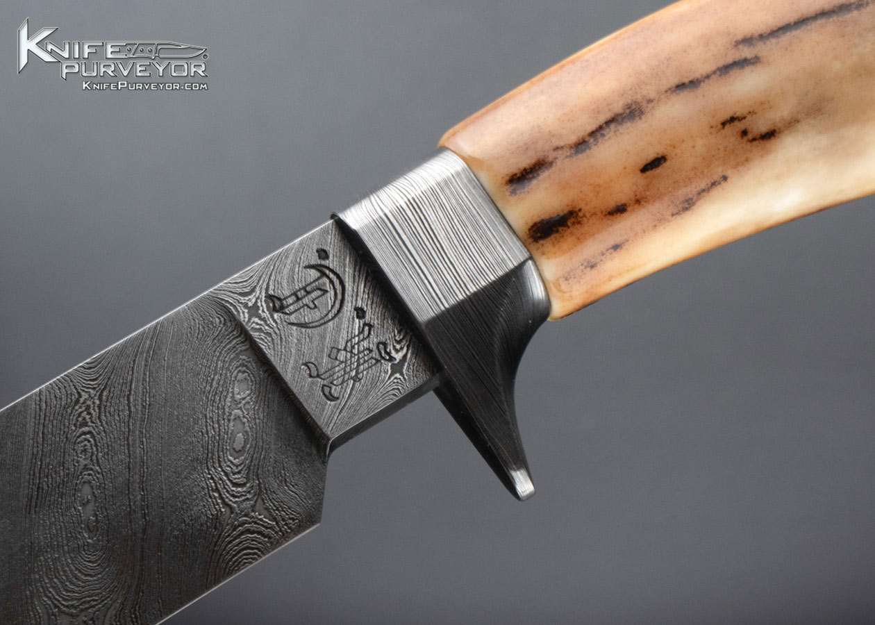 Kevin Cashen MS Custom Knife Sole Authorship Damascus Stag Hunter with Sheath - Image 2