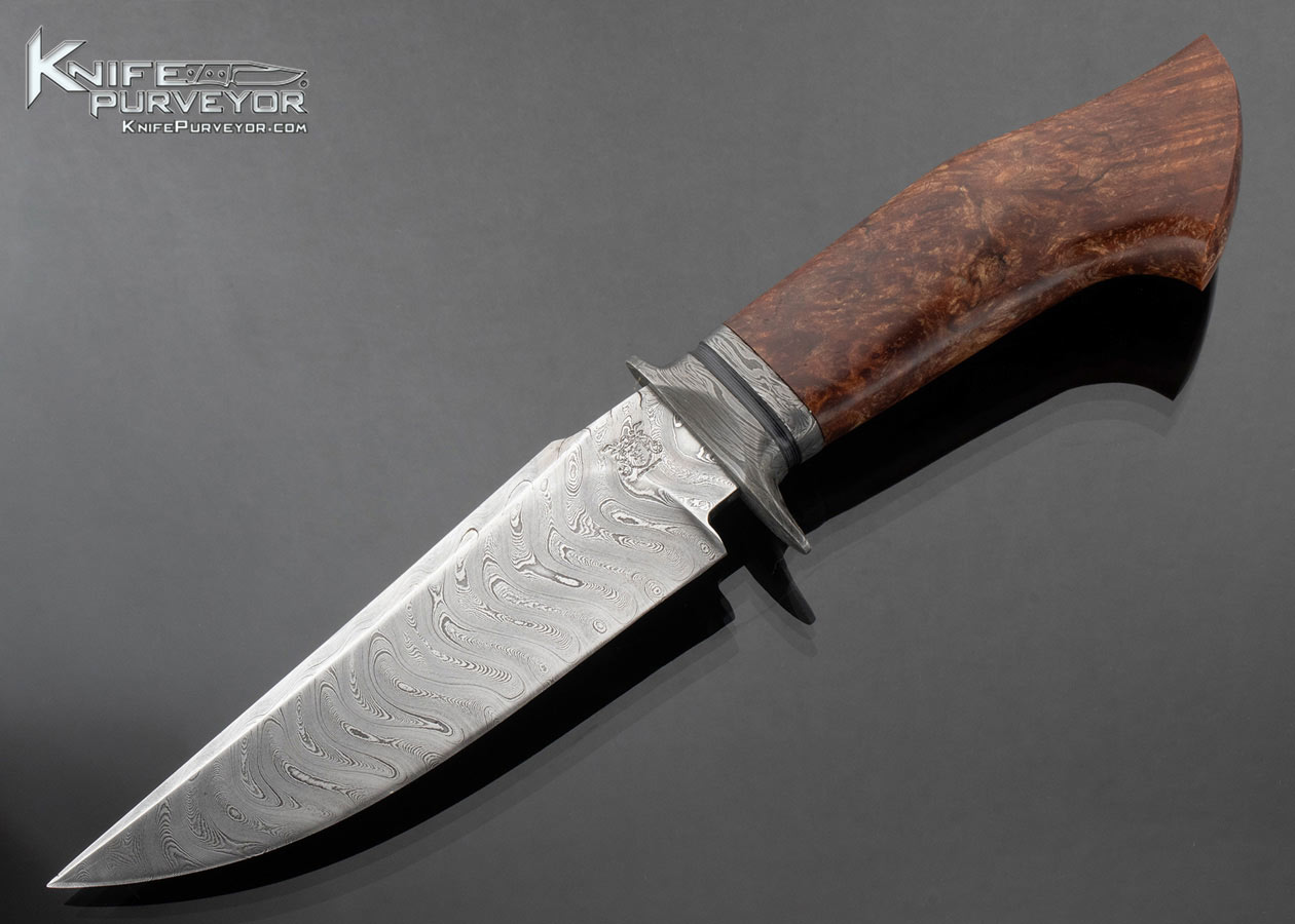 Kyle Gahagan Custom Knife Sole Authorship Damascus and Wood Fixed Blade 16616
