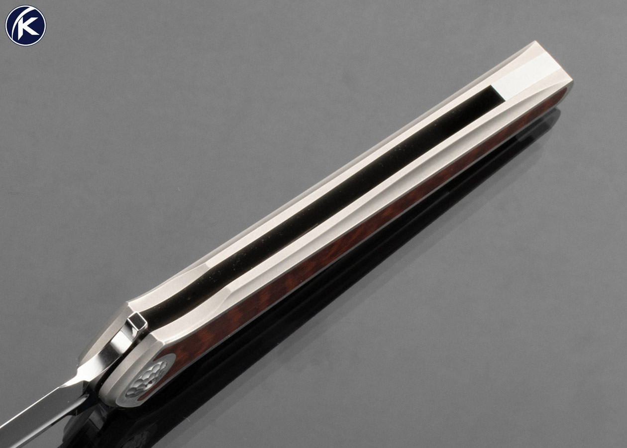 Lionel Lalague Custom Knife Polished Damascus Snakewood Interframe Framelock Flipper - Image 5