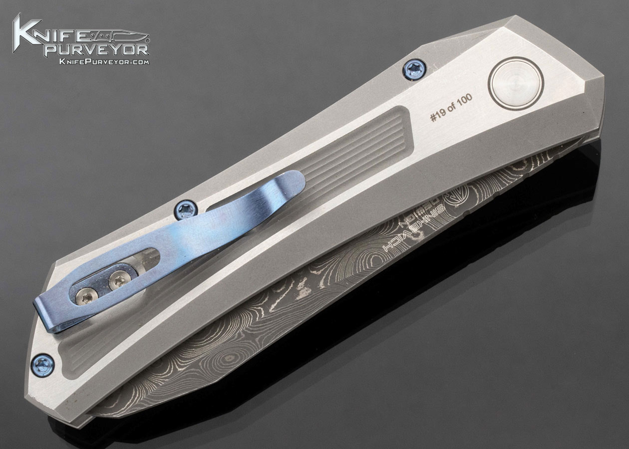 ProTech D. Sinkevich Design Oligarch Stainless Steel with Chad Nichols Virus Damascus Button Lock Auto 19 of 100 - Image 3
