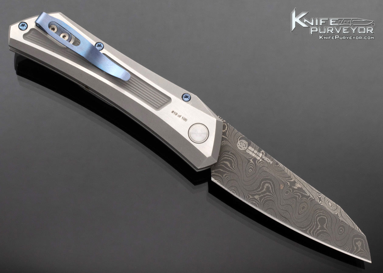 ProTech D. Sinkevich Design Oligarch Stainless Steel with Chad Nichols Virus Damascus Button Lock Auto 19 of 100 - Image 4