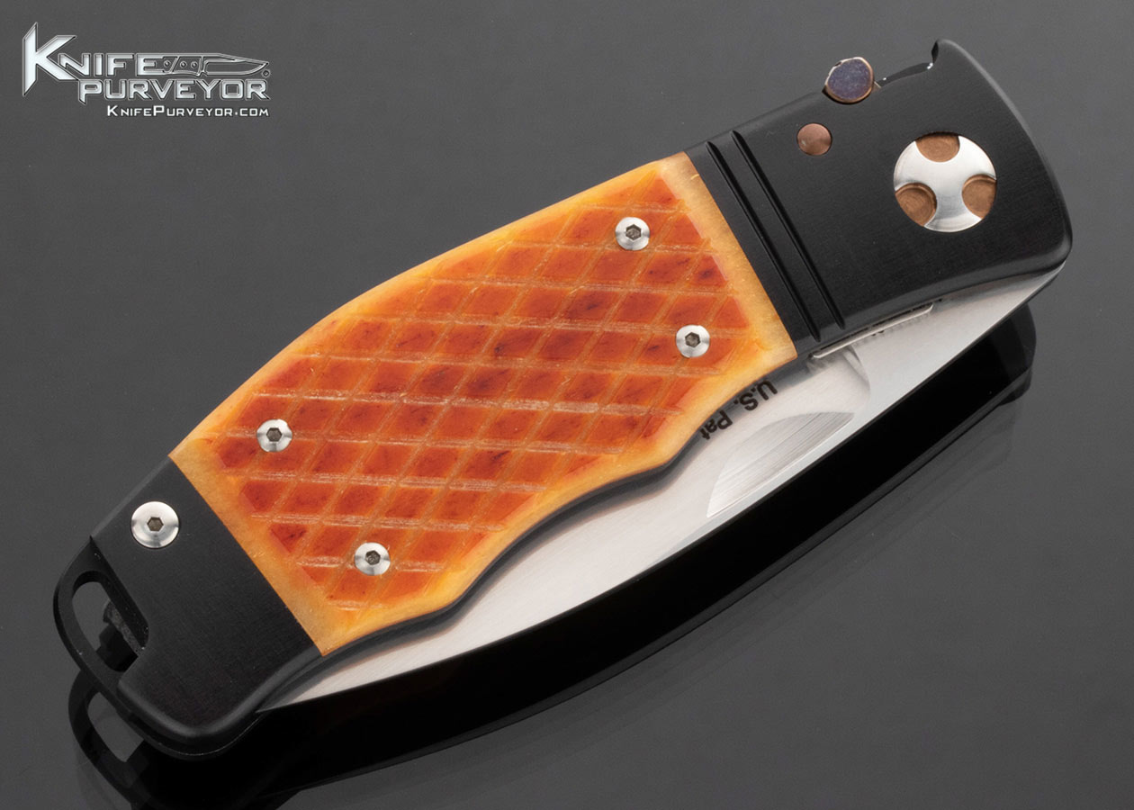 Ron-Lake-Custom-Knife-Cross-Hatched-Amber-Bone-CKRT-Prototype-Liner-Lock-