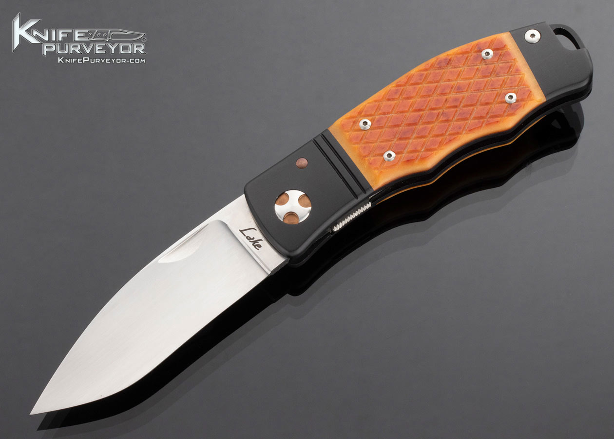 Ron-Lake-Custom-Knife-Cross-Hatched-Amber-Bone-CKRT-Prototype-Liner-Lock-