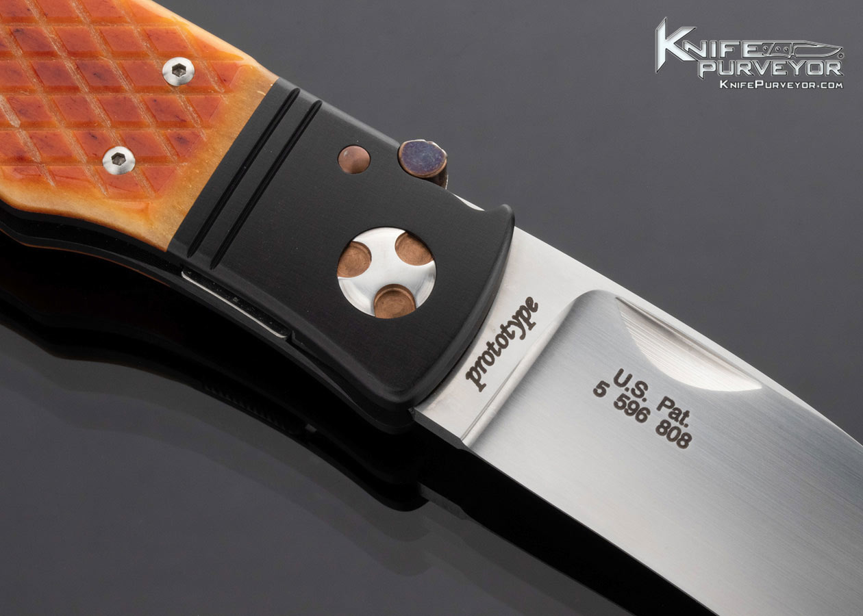 Ron-Lake-Custom-Knife-Cross-Hatched-Amber-Bone-CKRT-Prototype-Liner-Lock-
