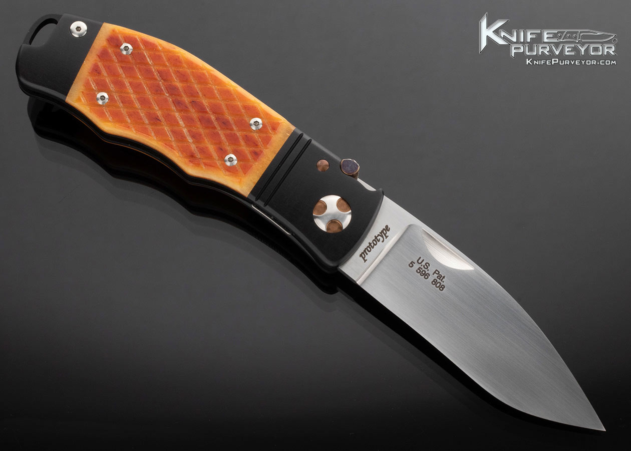Ron-Lake-Custom-Knife-Cross-Hatched-Amber-Bone-CKRT-Prototype-Liner-Lock-