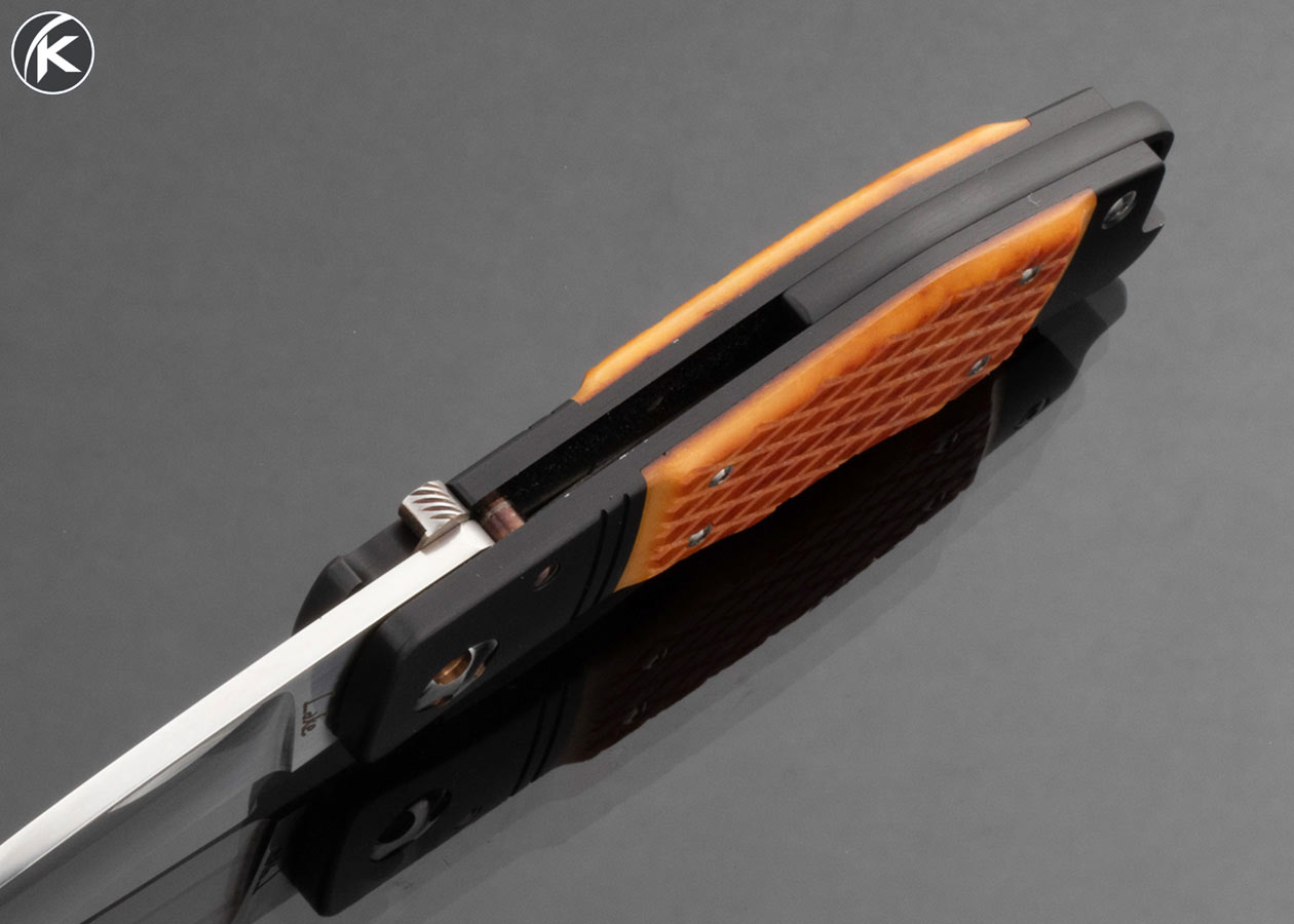 Ron-Lake-Custom-Knife-Cross-Hatched-Amber-Bone-CKRT-Prototype-Liner-Lock-