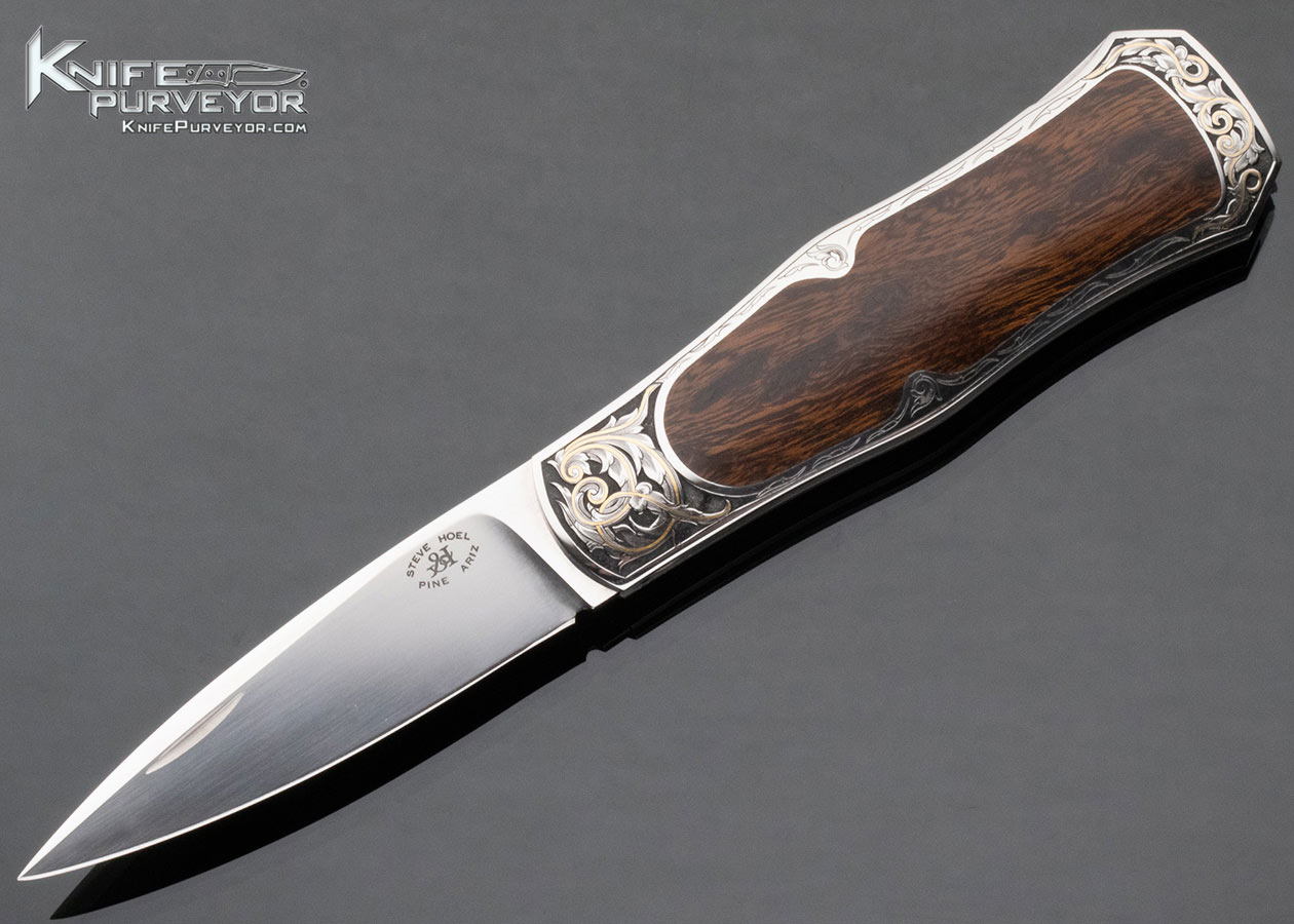 Steve Hoel Custom Knife Ron Nott Engraved Desert Ironwood Interframe Coke Bottle Dagger 15195