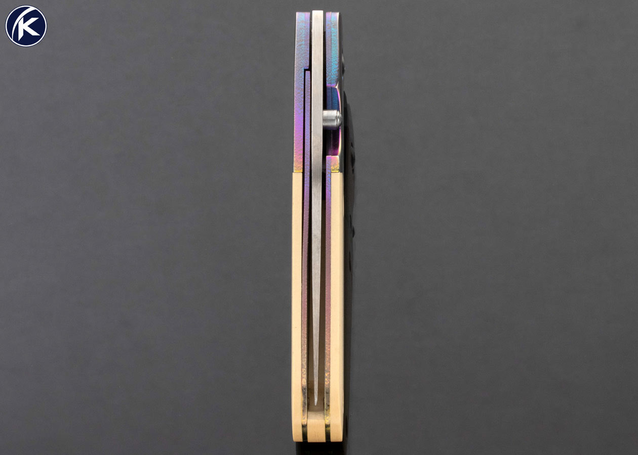 Benchmade Mel Pardue Design Custom Knife Anodized Titanium Bolsters and Paper Micarta Linerlock 16717