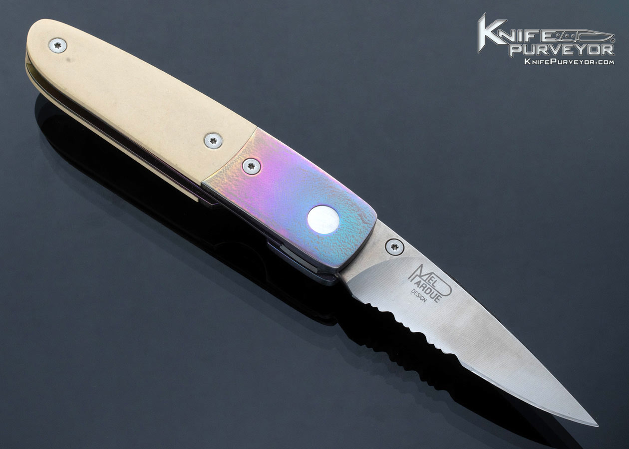 Benchmade Mel Pardue Design Anodized Titanium Bolsters and Paper Micarta Linerlock - Image 4