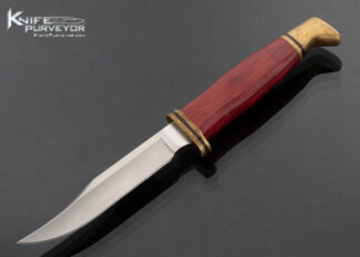 Buck Knives Custom Knife Brass and Burgundy Wood Fixed Blade Model 102 16780