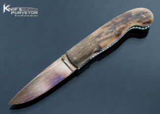 Jim Downs Custom Knife Mammoth and Blued Damascus Linerlock 16800