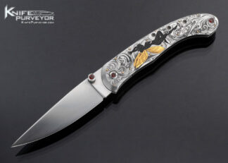 Jody Muller Custom Knife Sole Authorship Engraved "Fairies" with Gold Inlays and Pocket Clip 16872