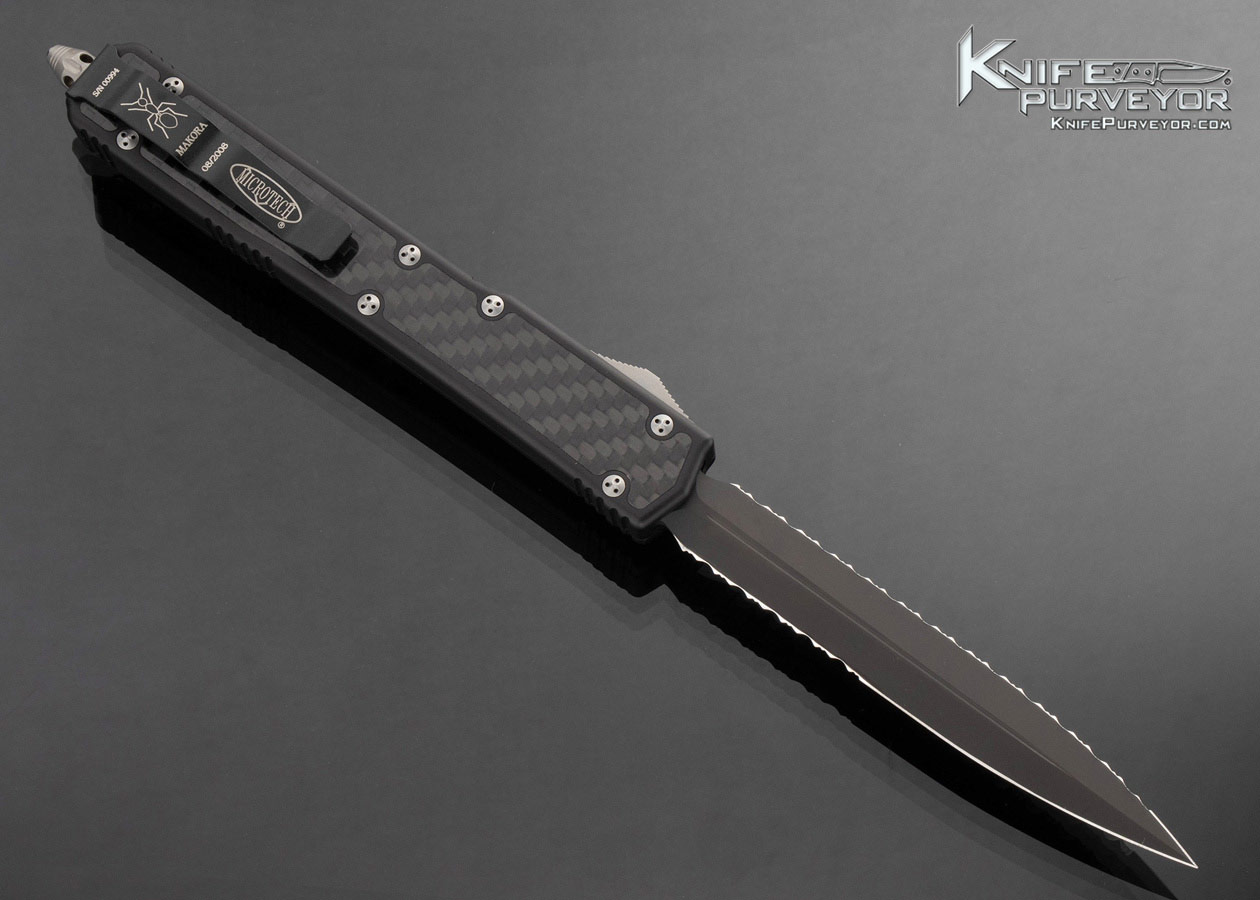 Microtech Custom Knife Makora II DLC Full Serrated 106-3 w Original Box - Image 3