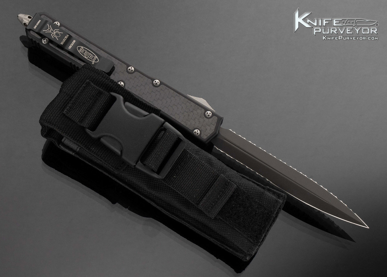 Microtech Custom Knife Makora II DLC Full Serrated 106-3 w Original Box - Image 5