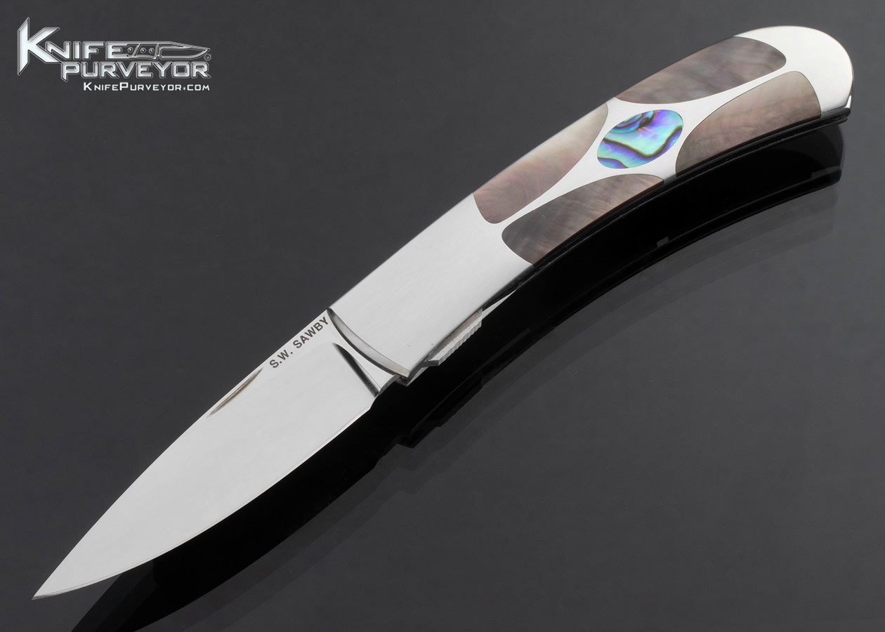 Scott Sawby Custom Knife Multi Pearl Stainless Steel Self Lock 16799