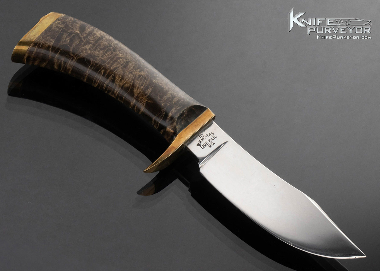 Bill Moran Custom Knife Curly Maple and Brass Camp Skinning Knife - Image 2