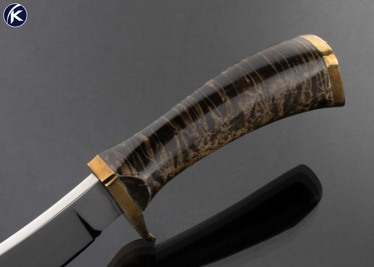 Bill Moran Custom Knife Curly Maple and Brass Camp Skinning Knife - Image 4