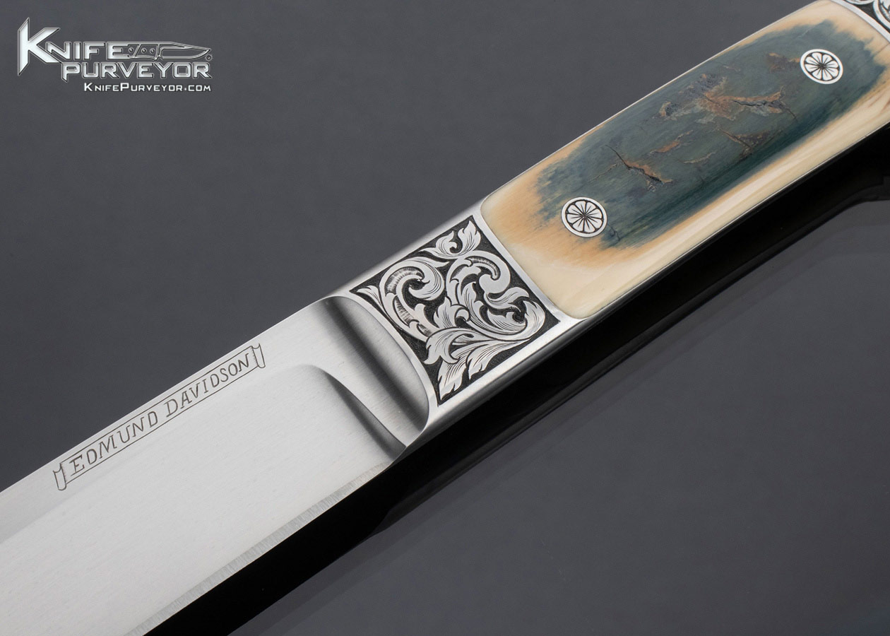 Edmund Davidson Custom Knife Mammoth Integral Hunter Engraved by Jere Davidson - Image 2