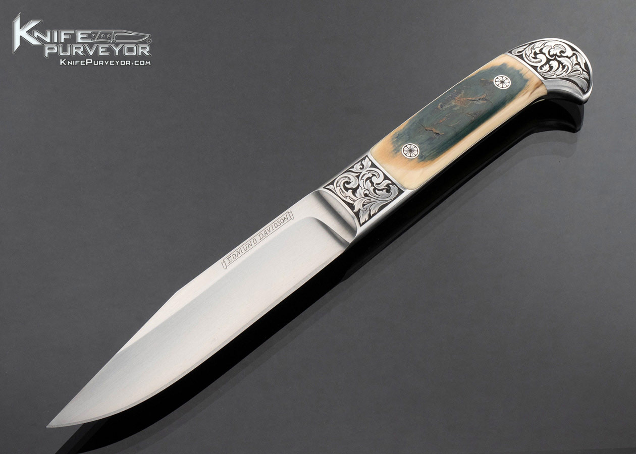 Edmund Davidson Custom Knife Mammoth Integral Hunter Engraved by Jere Davidson 16919